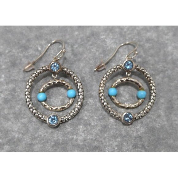 Michael Dawkins Jewelry - MICHAEL DAWKINS 925 silver earrings with turquois & blue topaz 11.82g NEVER WORN